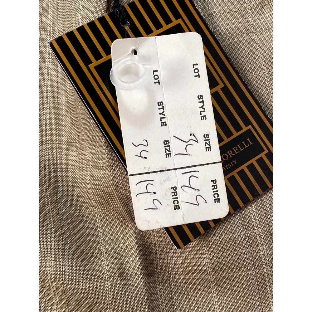 Giorgio Fiorelli Mens Tan Plaid Pleated Wide Leg Dress Pants 62016 Size 34 NWT‎